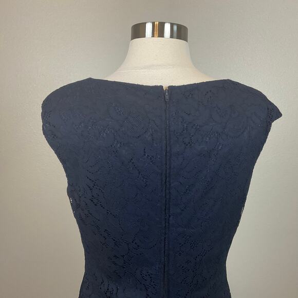Ralph Lauren Lace Sleeveless Fit and Flare Cocktail Party Dress Navy Blue Size 6 - Picture 6 of 10